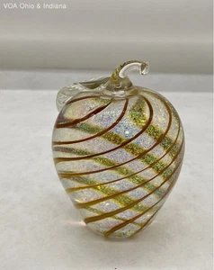 Glass Eye Studio Iridescent Apple Paperweight 4" - Picture 1 of 10