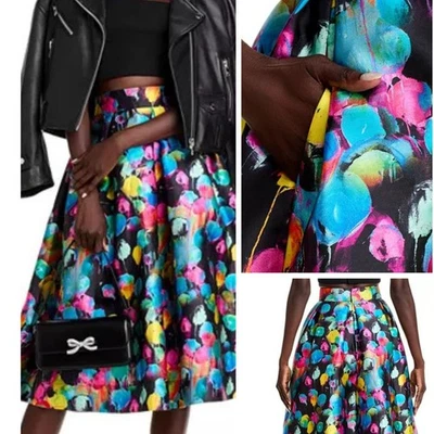 Falda AQUA Kerri Rosenthal M Exclusiva Edición Limitada Estampado Pintura Bloomingdales Foto 1 de 4