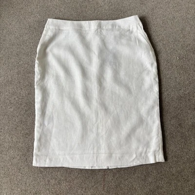Jaeger White 100% Pure Linen Straight Pencil Skirt Lined Size 14 BNWT RRP £99 - Image 1 of 4