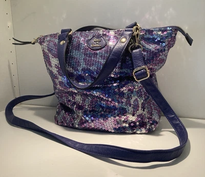 Juicy Couture Y2K Silver Purple Sequin Hand Bag Crossbody Cheetah Print Rare - Image 1 of 4