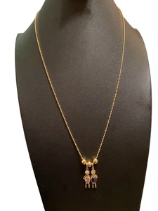 "Collar de cuentas de oro 14k con estatuilla colgantes con piedras preciosas 24"" 8,26 gramos" - Imagen 1 de 8