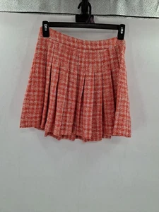 Zara Plaid Patterned Orange And White Mid Thigh Skirt Medium - Picture 1 of 8