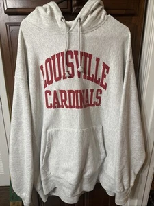 Louisville Cardinals Hoodie Mens 2XL Gray Pullover Dodge Sweatshirt Hooded EUC - Picture 1 of 3