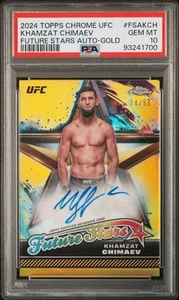 2024 TOPPS CHROME UFC FUTURE STARS KHAMZAT CHIMAEV AUTO GOLD /50 PSA 10 - Picture 1 of 2