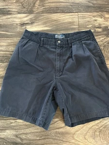 Pantalones Cortos Chinos Polo Ralph Lauren Tyler Talla 35 Plisados Azul Marino Para Hombres 528 - Imagen 1 de 4