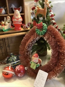 C1932🌟Vintage Navidad Papá Noel Guirnalda Vidrio Mercurio Trineo Reno ¡Más! - Imagen 1 de 14