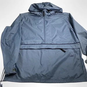 Vintage Nike 1/2 Zip Windbreaker Rain Jacket Men XXL Blue Vented Foldable Hoodie - Picture 1 of 23