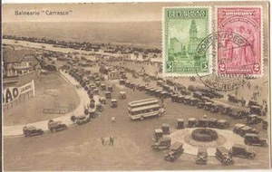 URUGUAY 1930 BALNEARIO ""CARRASCO"" MEERESORT ANSICHT POSTKARTE VERSCHICKT ÜBERSEE - Bild 1 von 2