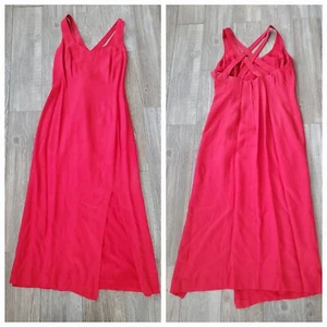Vintage CDC Red Strapped Back Evening Dress W/Slit . Size 14. Made In USA - Picture 1 of 10