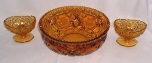Wheaton Kemple Cane Band & Rose/Toltec Amber 3 Stück Konsole Set Original Form - Bild 1 von 10