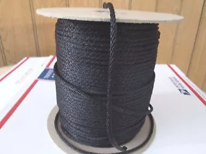 # 5 5/32" x 50 ft t Starter crank rope Black solid braid nylon Made N USA - Picture 1 of 2