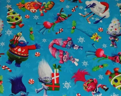 TROLLS GIFT WRAP WRAPPING PAPER FOLDED FLAT CHRISTMAS HOLIDAY 40 SQ. FT. NEW - Image 1 of 3