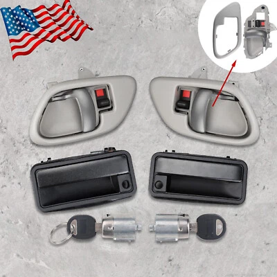 Exterior Door Handle w/ Lock Cylinder For Chevrolet C1500 GMC K1500 95-02 Front - Image 1 of 4