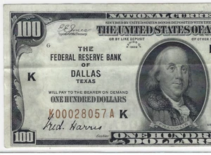 🇺🇸 "KEY" NOTE!!! 1929 $100 FRBN ♚♚DALLAS♚♚ PCGS EX FINE 40 PPQ - Picture 1 of 3