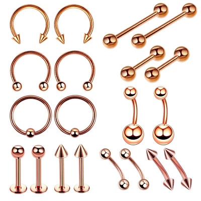 110PCS Mix Piercing 316L Steel Nose Lip Eyebrow Ring Ear Daith Studs Set 14G 16G - Image 1 of 4