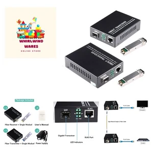A Pair of 1.25G/s Bidi Gigabit Single-Mode Fiber Ethernet Media Converter wit... - Picture 1 of 10