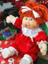 VINTAGE CABBAGE PATCH GIRL ULTRA RARE RED POPCORN HAIR BLUE EYES CERT.+TAG.