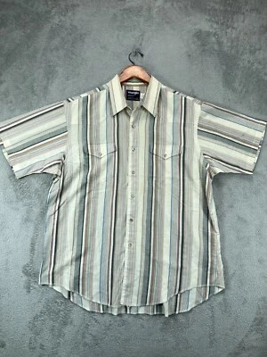 VTG Wrangler X Long Tails Shirt Mens 18 Pearl Snap Cowboy Western Single Needle - Image 1 of 4