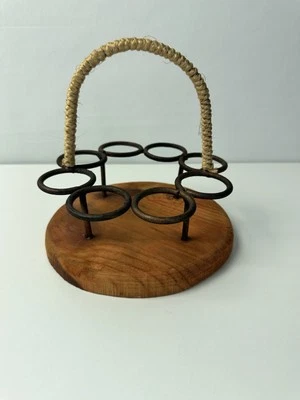 Rustic Wood And Metal Holder, Shot Glasses Or Large Eggs Home Decor - Image 1 of 4