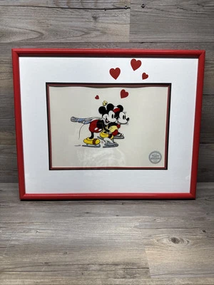 Serigrafía Walt Disney "Sobre hielo" - Mickey & Minnie Skate - Enmarcado - Certificación Foto 1 de 4