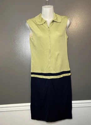 Vintage 1960s Shift Dress Size Small Front Zip Colorblock Sleeveless Handmade - Image 1 of 4