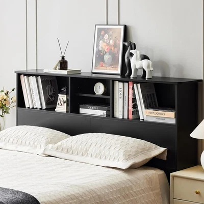 Cabecero Librero Queen Cabeceros Madera Resistentes y Duraderos con 4 Compartimentos Foto 1 de 4