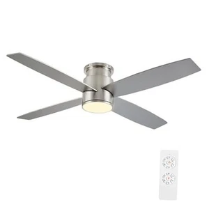 52 Inch Flush Mount DC Ceiling Fan with Lights and Remote, 4 Reversible - Picture 1 of 7