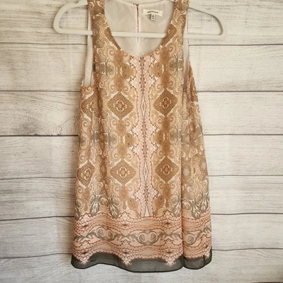 Max Studio S Y2K Cottagecore Romántico Paisley Rosa Gris Hada Cami Foto 1 de 4