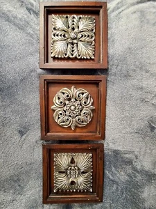 3 Vintage Wall 3D plaque art pictures framed - Picture 1 of 8