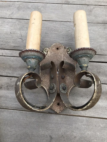 Wall Light Fixture Signed Riddle Co.  Antique Art Deco, Art Nouveau 2 Bulb Cover