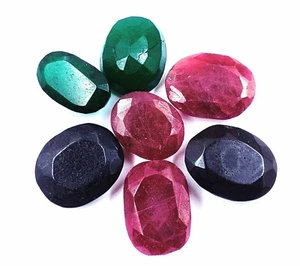 Ruby Emerald &Sapphire Natural IGL Loose Gems Oval Cut Stone 100 Ct LOT 5S - Picture 1 of 13
