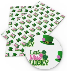 Little Miss Lucky FAUX LEATHER SHEET 8 X 12" 1101948 St. Patrick's Day LITCHI - Picture 1 of 1