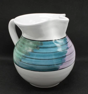 Vtg Caleca Italian Pottery Pitcher Jug Artista Pattern 32 oz 6" Hand Painted - Picture 1 of 20