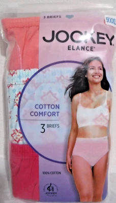 Jockey 3 Briefs Panties Cotton waistband 1486 Sorbet Berry Pink mix sz 9 - Image 1 of 4