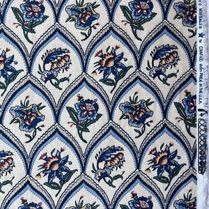 Waverly Bayou Mardi Gras Collection 2.5 Yds x 55” Cotton USA Floral Blue Fabric - Picture 1 of 7