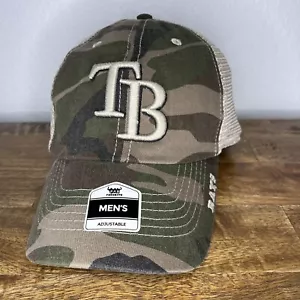 Tampa Bay Devil Rays Camouflage Mesh Trucker Hat Cap Snapback Adjustable MLB NEW - Picture 1 of 3