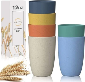 Wheat Straw Cups 6 PCS Good Alternative to Plastic Reusable Cups 12 Unbreakable - Picture 1 of 6