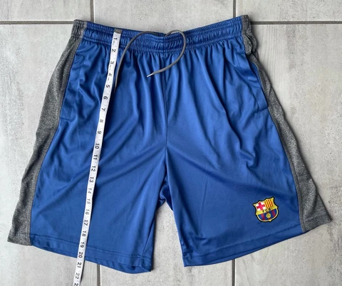 FC Barcelona FCB Mens Shorts Blue Gray Color Block Drawstring Waist Logo L Cover