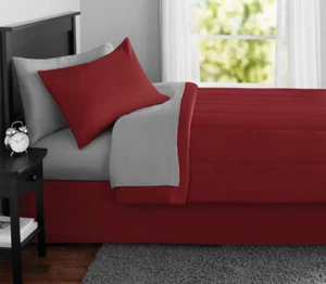 New 6 Piece Red Twin Size Comforter Set Bedspread Bed in a Bag Bedding Sheets - Picture 1 of 4