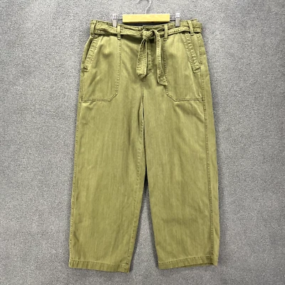 Pantalones Orvis para mujer 12 verdes pierna ancha tiro alto calce relajado bolsillos con cinturón Foto 1 de 4