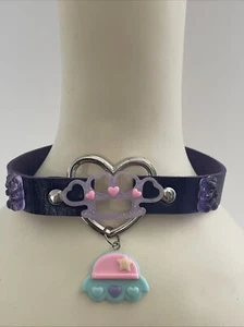 Kawaii Purple Gummy Bear Pastel Goth Lolita Leather Choker Necklace Handmade - Picture 1 of 5