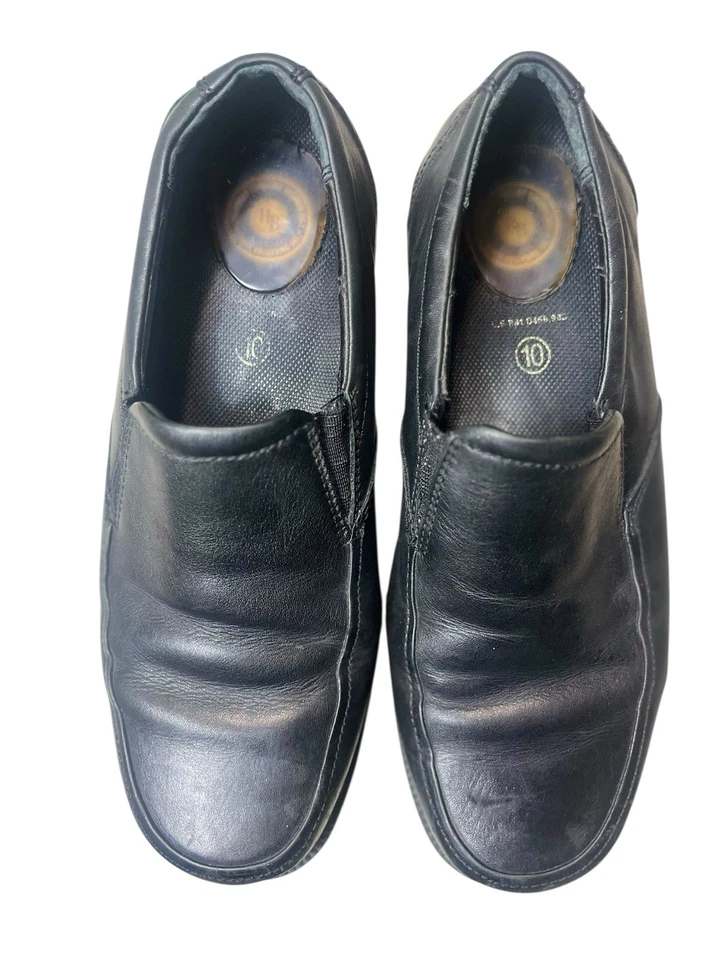 Zapatos de trabajo antideslizantes negros sin cordones para hombre talla 10 | Empuñadura para barra de cocina de restaurante Foto 1 de 4