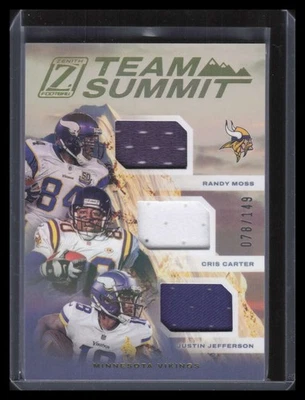 2021 Zenith Team Summit Material Cris Carter Moss Jefferson Triple Jersey 78/149 - Image 1 of 2