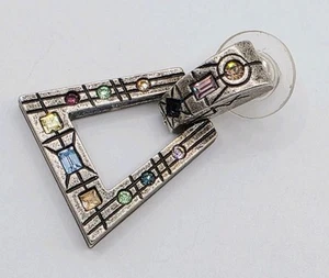 Single Patricia Locke Earring Silvertone With Multi Color Crystals - Picture 1 of 8