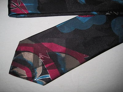 John Weitz Tie Necktie 55 x 4 black red gold teal 2047  - Image 1 of 2