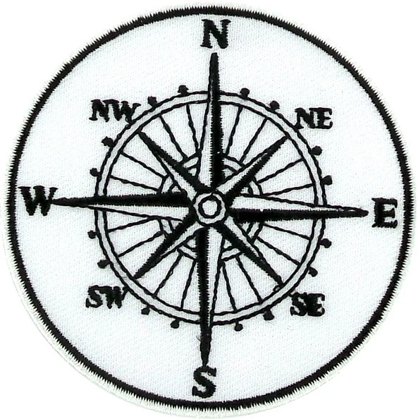 patch embroidered badge backpack iron on applique sewing sew on craft compass - Image 1 of 1