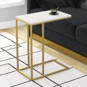Sofa Side End Tables C Shaped Coffee Snack Desk Tray Stand Over Bed Laptop Table - Picture 1 of 12