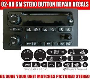 GM Radio Button Repair Decal Sticker Kit Dash 2002-2006 fits GM Chevy - Picture 1 of 3