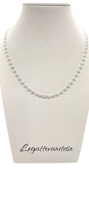 Collana Donna perline da 3 mm . collana acciaio e perle  40 cm. collana perle - Immagine 1 di 4