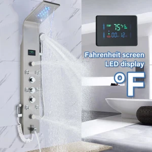 Shower Panel Tower System Stainless Steel LED Rain&Waterfall Massage Jet Sprayer - Picture 1 of 10